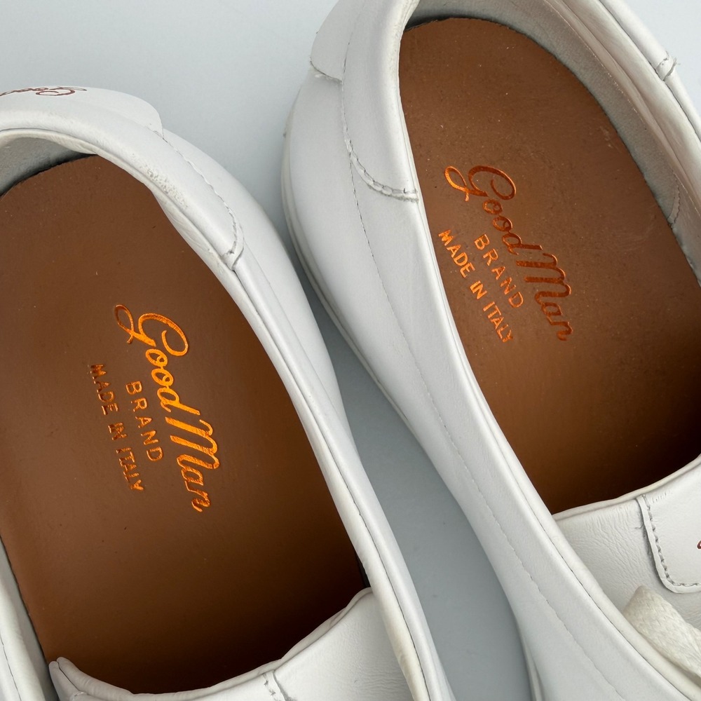 Good Man Brand Edge Sneakers Men's 13 White Leather Made in Italy Court Shoes - Picture 9 of 9